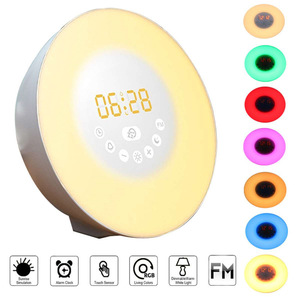 Sunrise Alarm <b>Clock</b> <b>Led</b> Night Light Round Usb Powered With Fm Radio And Manual Button Control For Bedside Use - Product Image 5