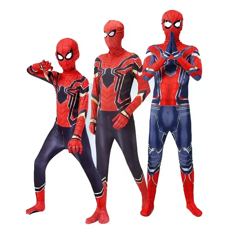 Spider-Man Halloween Cosplay Jumpsuit Kostüm Superheld Körperanzug Eisen Spider-Man Kostüm mit Komponenten Umhang Anzüge für Kinder