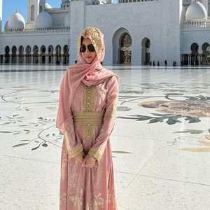 Traje de Viaje para el Desierto de Xinjiang, Estilo Dubái, Emiratos Árabes Unidos, Túnica para Mujer Árabe, Vestidos Estilo Sudeste Asiático, Medio Oriente, <span class=keywords><strong>Egipto</strong></span>, Poliéster, Cuello en V, Largo - Product Image 3