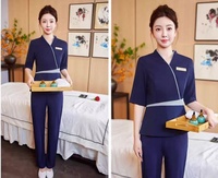 Tenues d'hôpital pour femmes, confortables et élégantes, à manches courtes, en spandex, couleurs personnalisables, respirantes, pour infirmières et esthéticiennes.