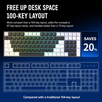 Clavier mécanique de jeu RGB 100 touches avec interface USB-C, durable, en ABS, touches personnalisables - Filaire pour les joueurs