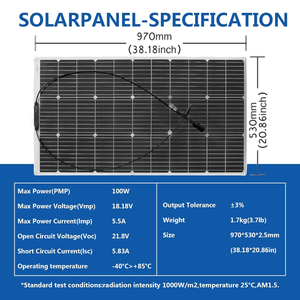 모바일 배터리에 대한 100W 유연한 18V 태양 전지 패널 단결정 발전기 VR 요트 부드러운 Solour에 의한 야외 모험 - Product Image 3