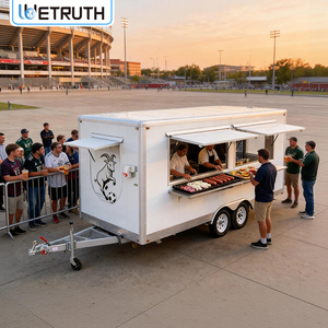 Wetruth Food Truck Commercial Entièrement Équipé, Remorque à Café Mobile, Chariot à <span class=keywords><strong>Hamburgers</strong></span>, Cuisine Mobile Carrée, Remorque Alimentaire - Product Image 1