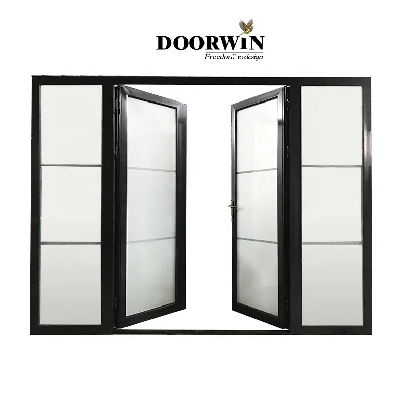 Commercial Sound proof Thermal Break Aluminium Floor Hinge Glass Door Double Glazed Front Entrance Door for depot & home