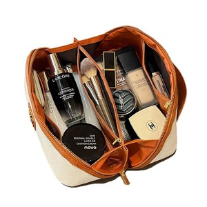 Minimalist Canvas Cosmetic Bag Large Capacity Trip <b>Makeup</b> <b>Case</b> With Handle - Product Image 5