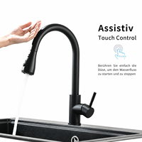 Robinet de cuisine à commande tactile, extractible, en acier inoxydable SUS304, col de cygne haute portée, mitigeur chaud/froid pour évier