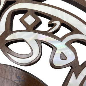 Vente d'usine Ramadan Eid cadeau rond en bois d'acacia vadrouille incrustation chocolat plateau de service nacre incrustation Dessert plateau de service - Product Image 2