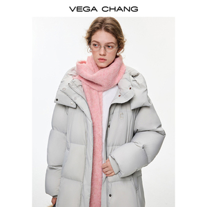 VEGA CHANG Nouvelle veste d'hiver en polaire à capuche pour femmes, manteau long chaud gris, vêtements d'extérieur décontractés avec garniture en fourrure, sac - Product Image 3