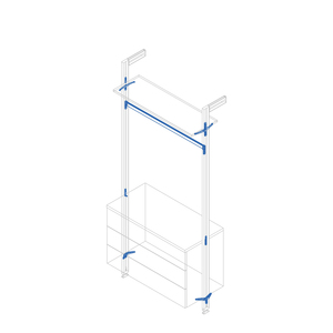 Kit de supports d'étagères en bois texturé noir EMUCA EMU7022454, incluant rail de suspension pour modules, pour étagères de garage, configuration zéro - Product Image 2