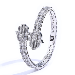 Iced Out Hamsa Hand Moissanite <b>Bracelet</b> 925 Sterling Silver VVS Fatima Palm Amulet Cuff Bling Wristwear GRA Certified - Product Image 6