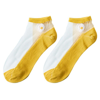 Boutique en ligne Hot Lady Chaussettes d'été Chaussettes en soie transparentes à la mode Chaussettes en dentelle brodée de marguerites au design personnalisé