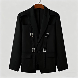 <span class=keywords><strong>Blazer</strong></span> da <span class=keywords><strong>uomo</strong></span> con dettagli a fibbia e taglio cut-out - Giacca <span class=keywords><strong>oversize</strong></span> a maniche lunghe con revers a reversi Sehe Fashion - Product Image 5