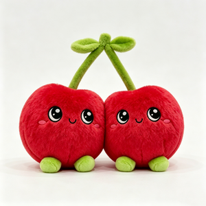 Peluche personnalisée en forme de fruit, Peluche cerise jumelle, Adorable poupée cerise en peluche, Jouet en peluche cerise - Product Image 1
