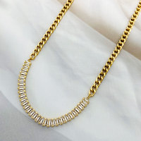 Nouvelle Collection 2026 : Collier Unisexe Plaqué Or Rhodié avec Chaîne Cubaine Vintage et Strass en Cristal Diamanté
