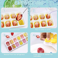 Fabricant de glaces en silicone de qualité alimentaire flexible, plateau à 14 cavités avec couvercle amovible anti-fuite, outils à glaces faciles à utiliser