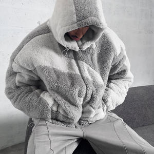 Sudadera con Capucha Extra Grande de Felpa de Imitación de Piel de Mohair con Cierre Completo, Color Negro, Estilo Vintage, Hip Hop, Streetwear, Fabricante, para Hombre - Product Image 5