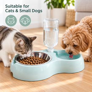 2- In-1 Pet Feeding <strong>Set</strong> Stainless Steel <strong>Bowl</strong> Automatic Water Dispenser Pet Feeding <strong>Bowl</strong> <strong>Set</strong> for <strong>Dog</strong> and Cat - Product Image 6