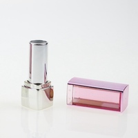 Nouveau design de luxe tendance, tube à lèvres vide en ABS transparent d'un côté, avec capuchon à vis, étui rose semi-transparent