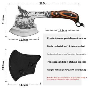 Hache de camping chinoise multifonctionnelle pour l'extérieur, pour la coupe de bois, l'ouverture de chemins en montagne, l'autodéfense, portable et montable sur véhicule - Product Image 6