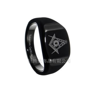 质量保证碳化钨金戒指符号-金钨带共济会戒指 - Product Image 4