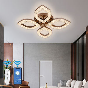 Lampe de lustre à LED moderne nouveau style en forme de feuille Dimmable caractéristique couvercle en acrylique interrupteur à distance chambre salon plafonniers - Product Image 1