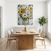 Peinture à l'huile 3D Impasto faite à la main au couteau à palette, toile florale texturée originale, décoration murale encadrée, artisanat de luxe pour galerie