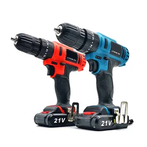 China Manufacturer Professional 2.0Ah Battery Wireless Cordless Impact Electric Hammer Drill 21v Power Drills