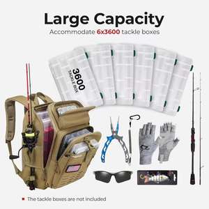 Sac de pêche de grande capacité en nylon Oxford 600D, résistant à l'eau, multi-usages, 30L, sac de rangement pour cannes à pêche, sac à dos de pêche en plein air - Product Image 3