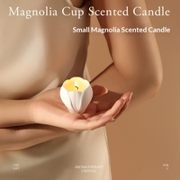Coffret Cadeau Bougie en Cire de Soja Aromathérapie Parfum Magnolia Longue Durée Forme Fleur Sensation Haut de Gamme Saint-Valentin Fêtes