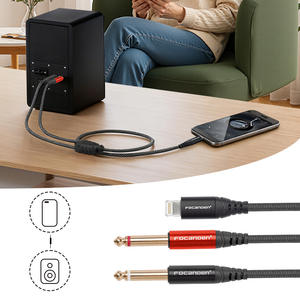 Cable de audio Focanden Lightning a doble 6,35 mm con blindaje para teléfonos móviles, tabletas y altavoces - Product Image 1
