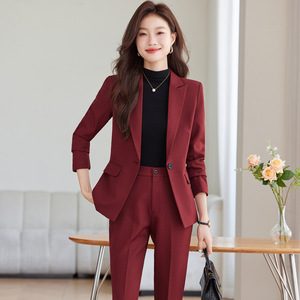 Women's Suit Set Three Quarter Sleeve <b>Wool</b> Blend Anti-Wrinkle Business Casual Office Lady Wear - Product Image 2