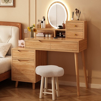 Coiffeuse de chambre en bois massif avec miroir et tiroirs, design simple, prix de gros abordable
