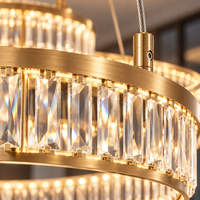 Lustre en cristal K9 moderne de luxe pour hall d'hôtel, villa, salon, loft, escalier, lustre rond en forme d'anneau, luminaire suspendu