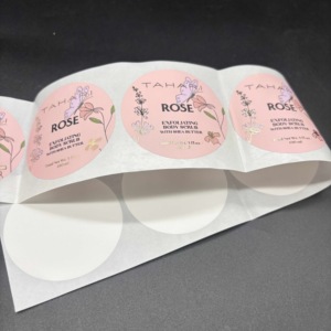 Étiquettes florales rondes personnalisées, autocollants en papier offset pour pots cosmétiques, gommages corporels, emballages de soins de beauté, <span class=keywords><strong>impression</strong></span> offset - Product Image 4