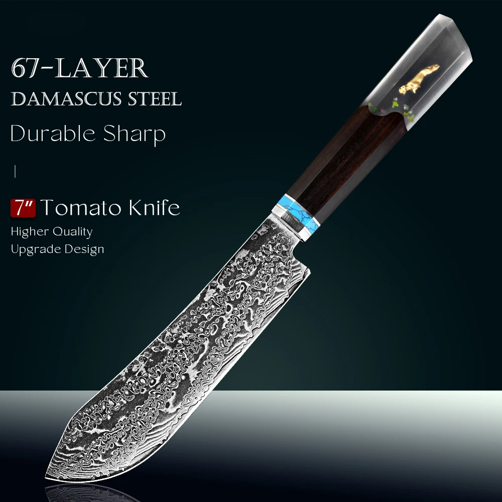 Tomato Knife 67 layers Damascus steel VG10 core