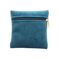 Pochette à bijoux en velours double zippée 10x10cm pour bagues, boucles d'oreilles et bracelets - Vente directe usine
