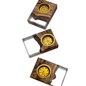 Quemador de Incienso Bukhoor de Resina Epoxi y Madera de Acacia Hecho a Mano con Esencia de Duna Celestial, Soporte de Oud de Lujo para Decoración Árabe - Product Image 1