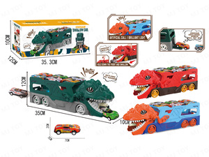 Camion de stockage 2 en 1 Jouet de déglutition <span class=keywords><strong>T</strong></span>-<span class=keywords><strong>Rex</strong></span> transformé avec 6 voitures coulissantes Piste de course Voiture dévorante de dinosaures - Product Image 5