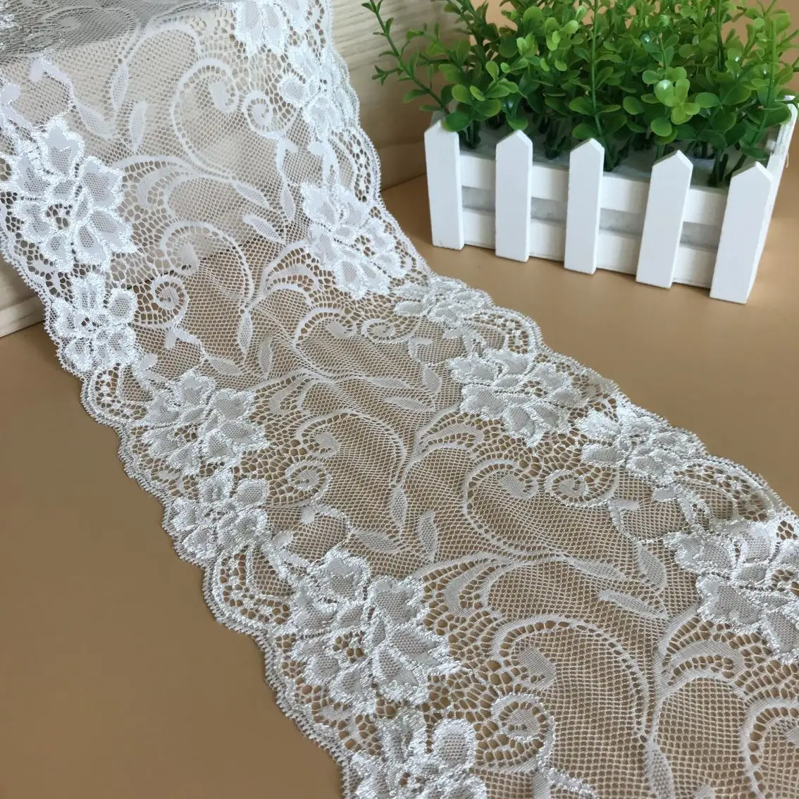 Fabricante fonte 18cm de largura warp, de renda branca, roupa íntima, acessórios, diy, vestido de casamento, renda elástica