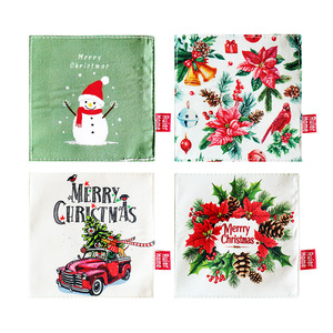 Posavasos cuadrado de tela con estampado navideño, doble capa, resistente al calor, para decoraciones navideñas - Product Image 4