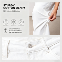 Jean en denim coupe baril courte pour femme, taille mi-haute, jambe fuselée, style décontracté pour le quotidien