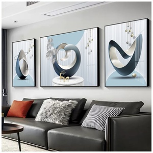 Tríptico de porcelana cristalizada personalizado, sala de estar pintura decorativa para, sofá, pared de fondo con soporte de lienzo - Product Image 1