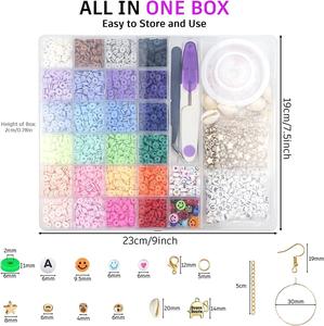 24 Colors DIY Polymer Clay <strong>Beads</strong> <strong>Kit</strong> 6mm 6000pcs Ceramic Flat Heishi Alphabet <strong>Beads</strong> for Jewelry Bracelet &amp; Necklace Making - Product Image 3