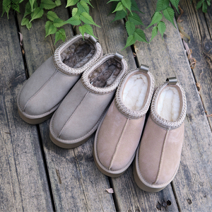 Women's Custom Logo Tasman Winter <strong>Wool</strong> Sheepskin <strong>Slippers</strong> Anti-Slippery Original Animal Fur Warm Soft Suede Spring Slip-On <strong>Boots</strong> - Product Image 6