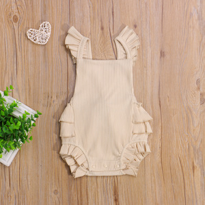 Monos de 3 colores para bebés de 0 a 24 meses, monos lisos con volantes, manga corta y espalda descubierta - Product Image 6