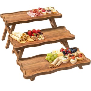 Bandeja de Servir Plegable de Madera Rectangular con Imanes para Facilitar el Plegado y Apilamiento, Uso Residencial - Product Image 2