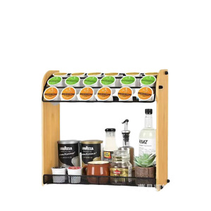 Estante de almacenamiento para cápsulas de café de madera de bambú, organizador de escritorio de gran capacidad de doble capa para sala de té y bar - Product Image 2