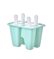 Moule à glaces et bâtonnets de 4 cavités en silicone, écologique, flexible, à démoulage facile, avec poignée personnalisée, pour congélateur, vente en gros
