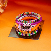 Lot de Bracelets Élastiques Empilables Mignons à Motifs de Dessins Animés (Chauve-souris, Fantôme, Perles de Cristal) pour Fêtes d'Halloween - Fournitures de Bijoux en Gros