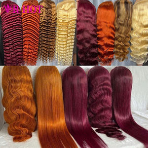 Proveedor Destacado: Peluca Frontal de Encaje 13x4, Cabello Humano Virgen Sin Procesar, Peluca Frontal de Cabello Humano, Color Rojo Vino - Product Image 5